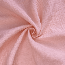 Ткань Муслин Жатый, цвет Нежно-Розовый (на отрез)  в Архангельске